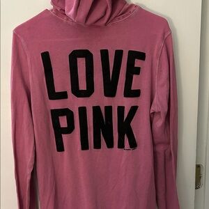 Pink Hoodie with Black Lettering